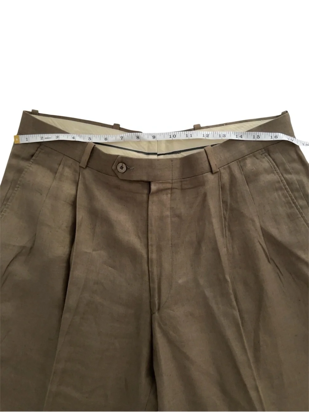 Vintage 100% Linen Pleated Trousers  High Rise/Cuffed Pants/33
